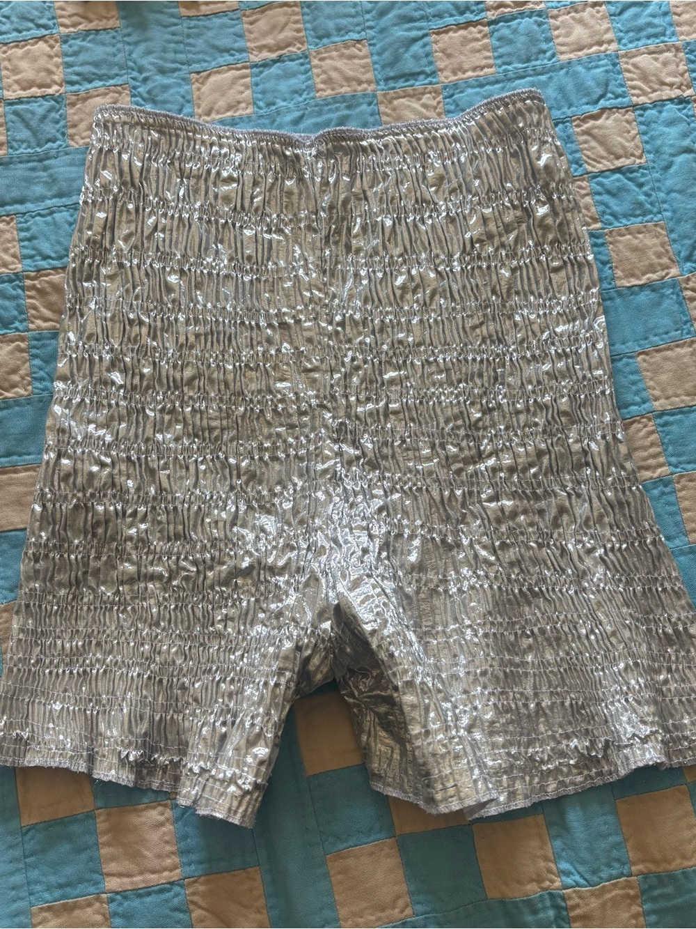 Vintage silver shiny shimmery ruched elastic bloomers shorts